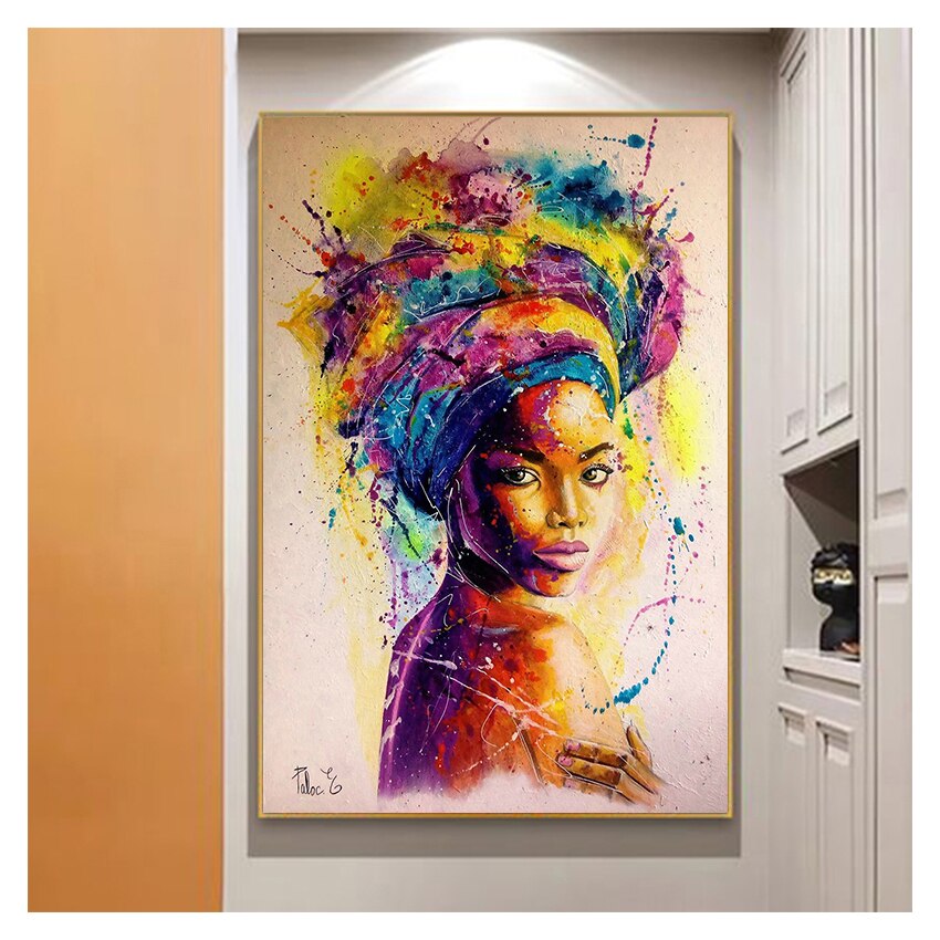 Posters And Prints Abstract African Girl Canvas Paintings On The Wall Art Pictures Wall Decor African Black Woman Graffiti Art - Carneiro Shop