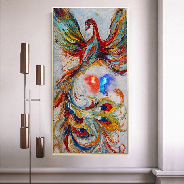 Animal Colorful Phoenix Canvas Art Posters And Prints Wall Art Pictures For Living Room Home Decor Bird Peacock Canvas Painting - Carneiro Shop