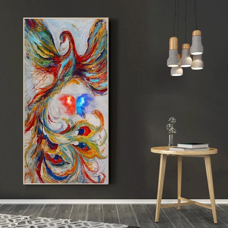 Animal Colorful Phoenix Canvas Art Posters And Prints Wall Art Pictures For Living Room Home Decor Bird Peacock Canvas Painting - Carneiro Shop